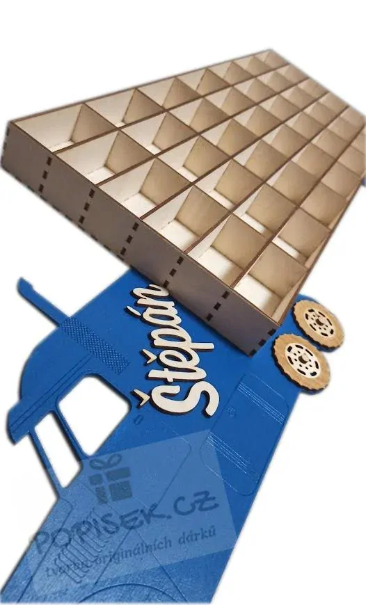 Dětská barevná polička na autíčka – KAMION🚛 červená